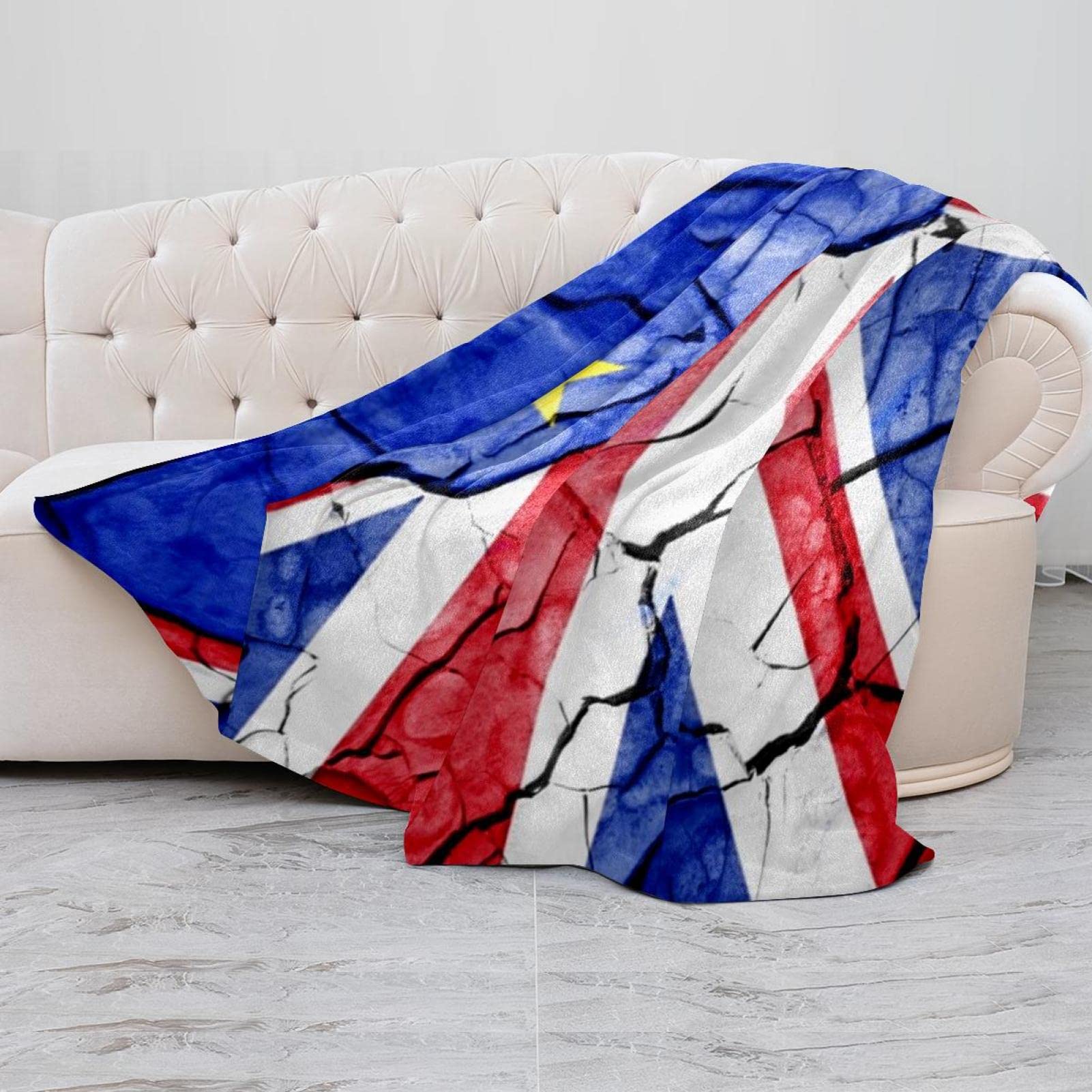 Manta de forro polar, súper suave y lujosa, con diseño de estrella, bandera nacional, color azul