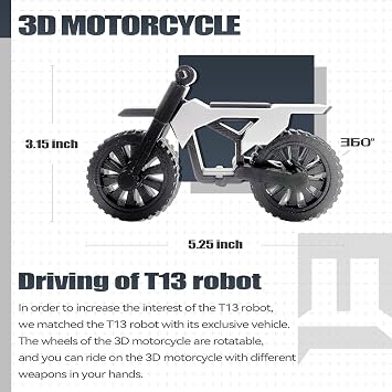 Starnearby Assembly Completed T13 Action Figure Set,New Cool Motorcycle Dummy 13 3D Printed Toys,Titan 13 Action Figures, Kids' Gift Stop Motion Figures DIY Desktop Decoration (Silvery)