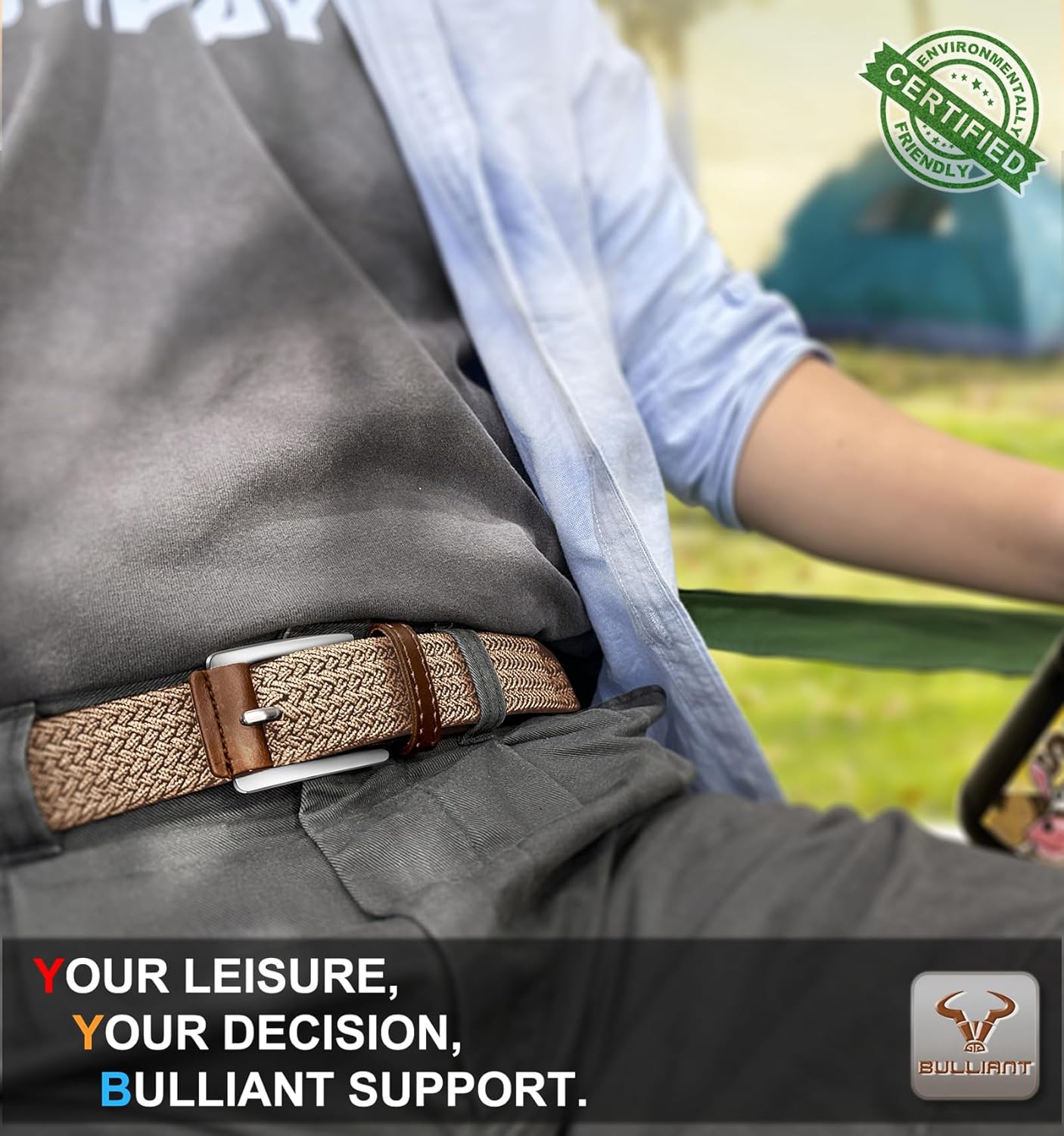 BULLIANT Stretch Belt Men,Mens Gift Woven Braided Web Belt 1 3/8 for Golf Casual Pants Shirts Jeans - Image 9