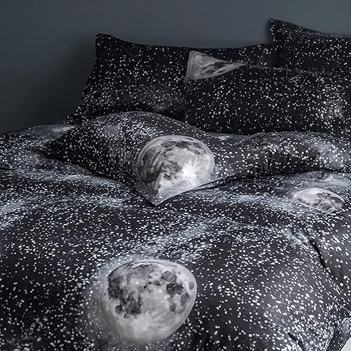 Miniatura 3 de KAFULAN Juego de funda de edredón de universo negro, tamaño Queen, funda de edredón reversible de microfibra suave, cierre de cremallera y lazos en