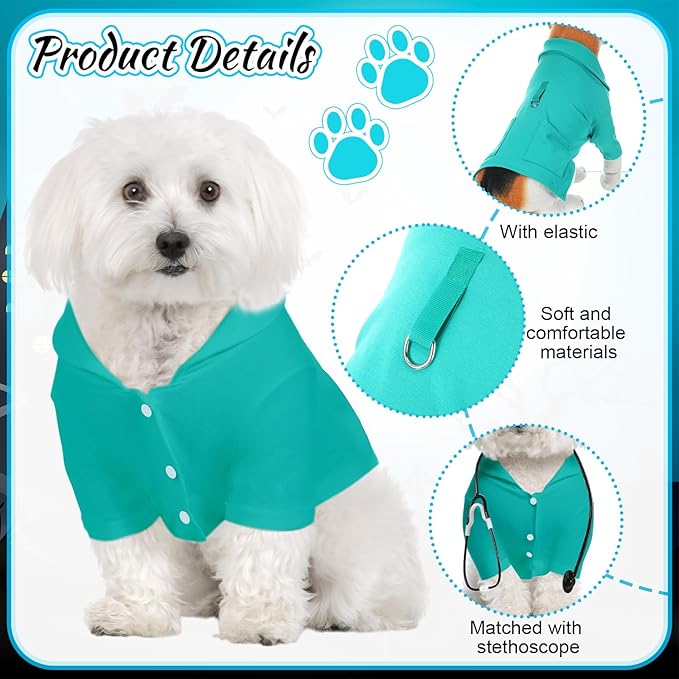 Disfraz de Doctor para Perro Huhumy con Estetoscopio Talla XL Verde miniatura 3