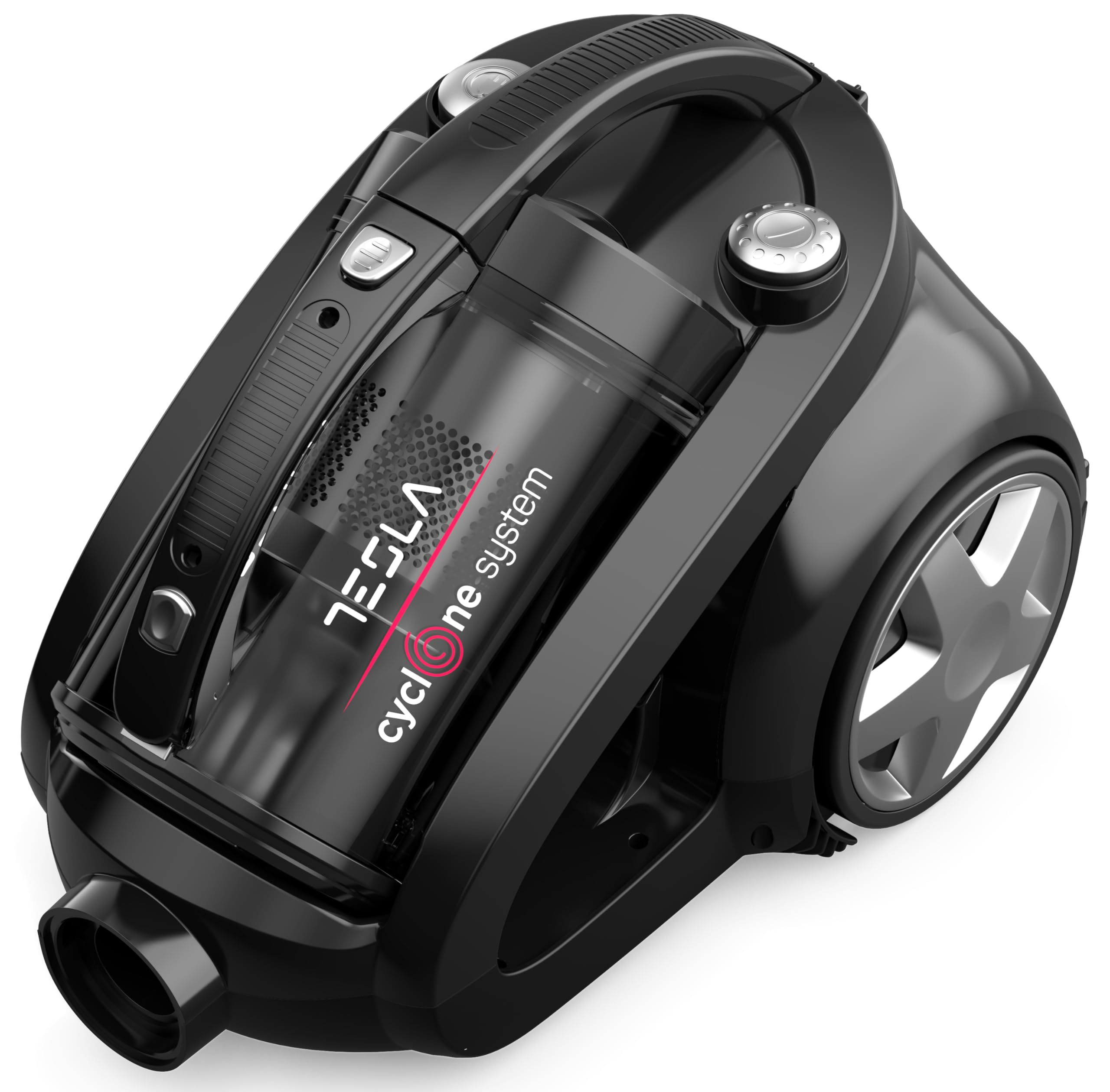 TESLA BG202BGE - Aspirador sin Bolsa (800W, Nivel sonoro 78 dB, Radio de Trabajo 8m, Filtro HEPA Lavable, Capacidad del depósito 2,50L, Nivel de Potencia min-MAX) Negro