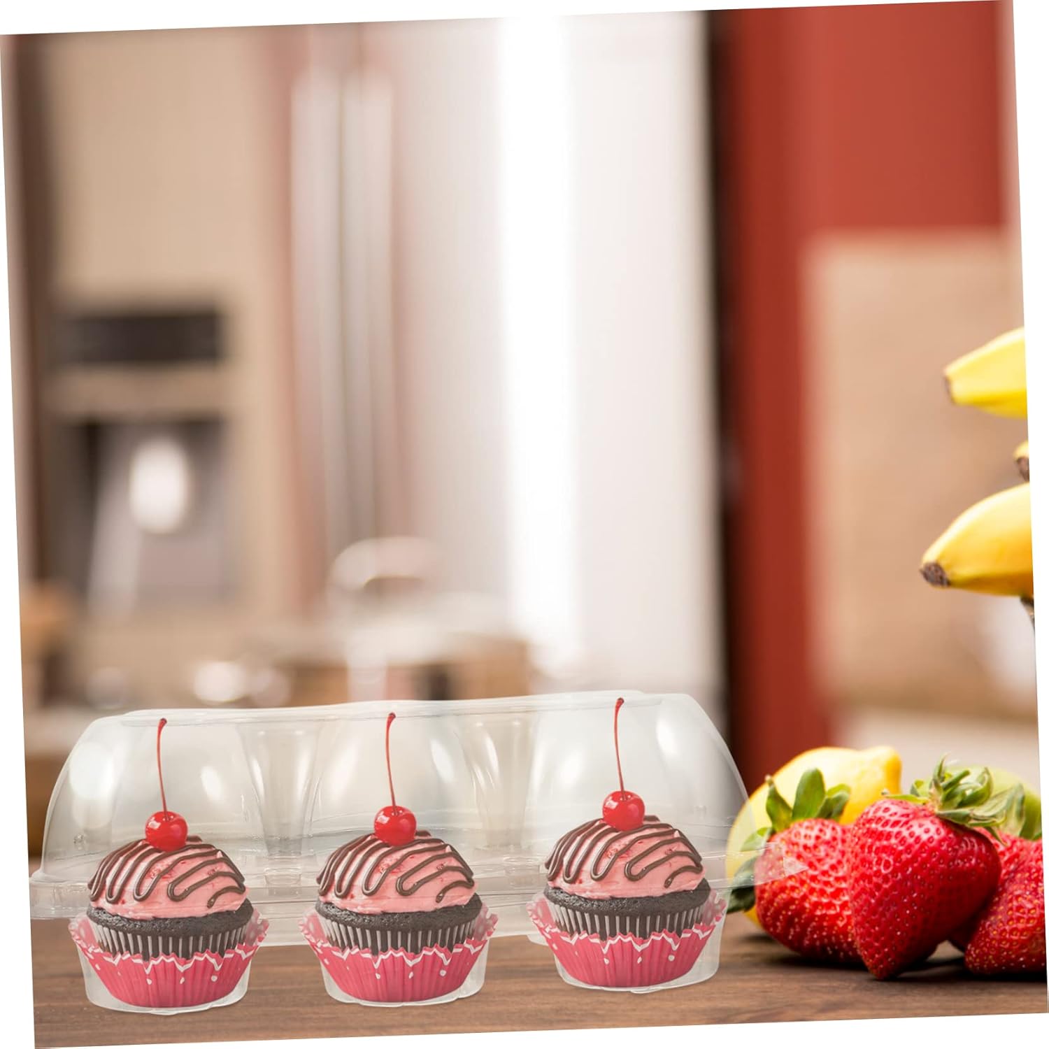 15pcs Transparent Cupcake Holders with High Dome Lid Portable Cupcake Containers for Safe Transport for Weddings Birthdays and Events