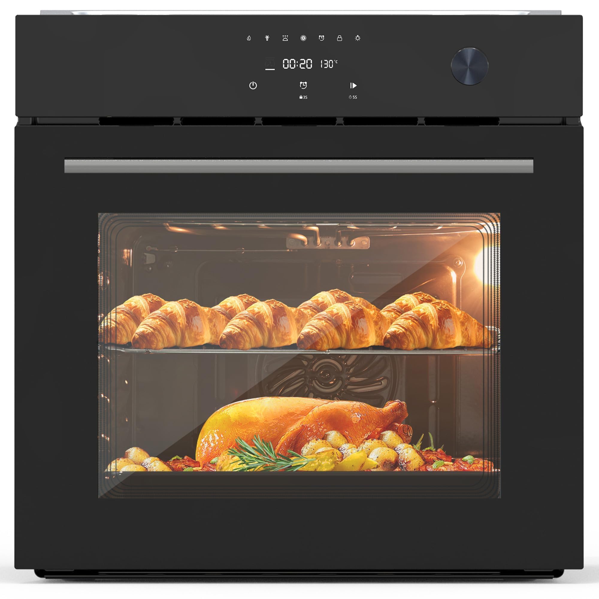 Photo 1 of **very damaged**
24" Built-In Electric Single Wall Oven, 2.5 cu ft Convection Oven with 8 Cooking Modes, Max 500°F, Stainless Steel Touch Control Panel, Triple-Layer Tempered Glass Door for Kitchen