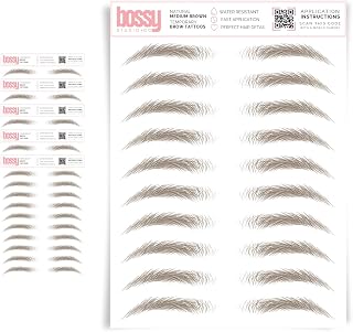 5 Pack Temporary Eyebrow Tattoos Waterproof Eyebrow Stickers, False Tattoos Hair Like Peel Off Instant Transfer Brows For Women And Men | Natural Strokes, Shaping (natural, medium brown)