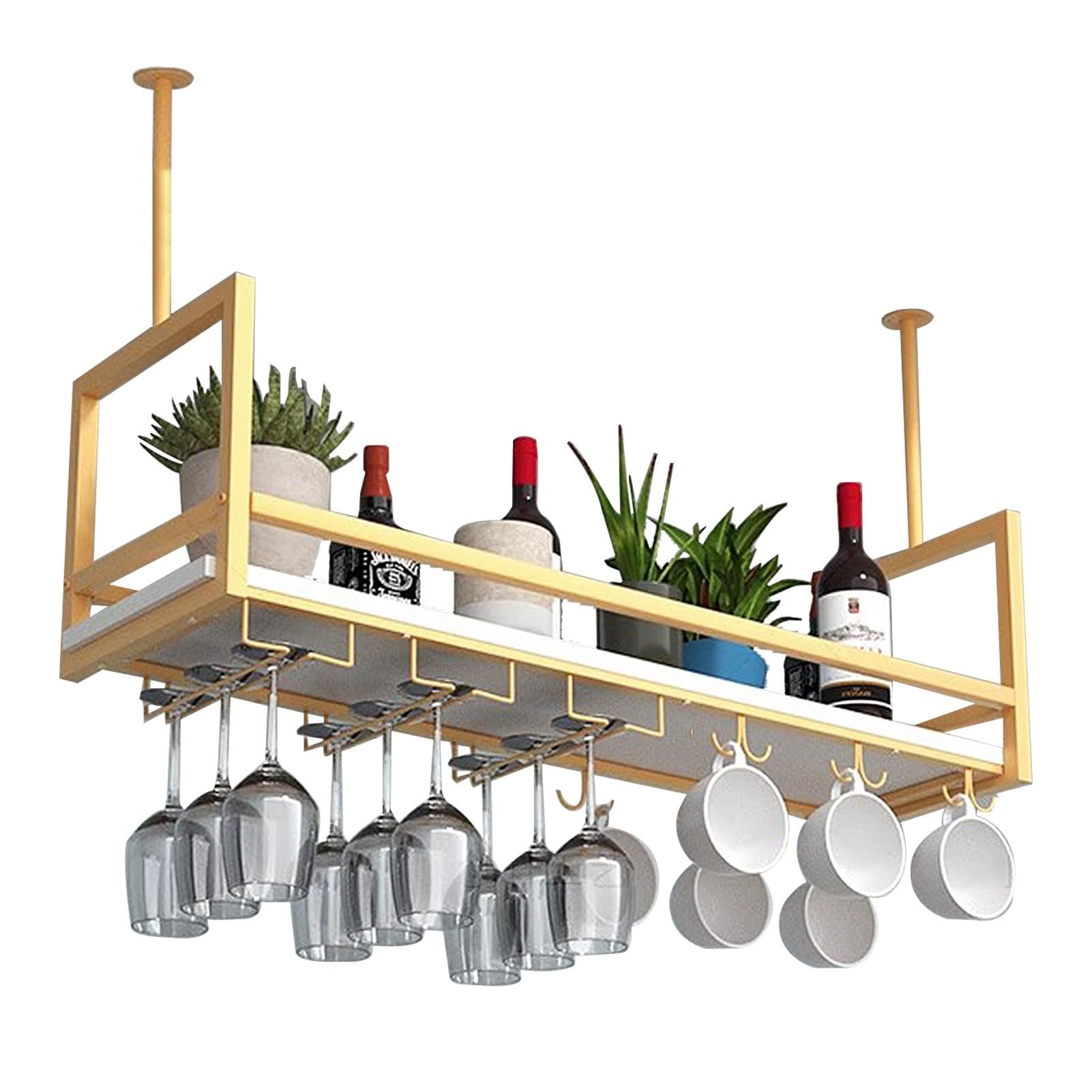 Support de rangement pour verres au plafond en métal noble noir mat