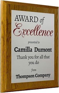 Personalized Employee Recognition Award Plaque 8x10 Choose Between Board and Metal Color