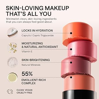 Nudestix Nudies Bloom All Over Dewy Color 3-in-1 Cream Blush Stick for Cheeks, Eyes & Lips with Built-In Brush | Sheer, Glossy Finish | Vegan, Long-Wear, Multi-Use Makeup