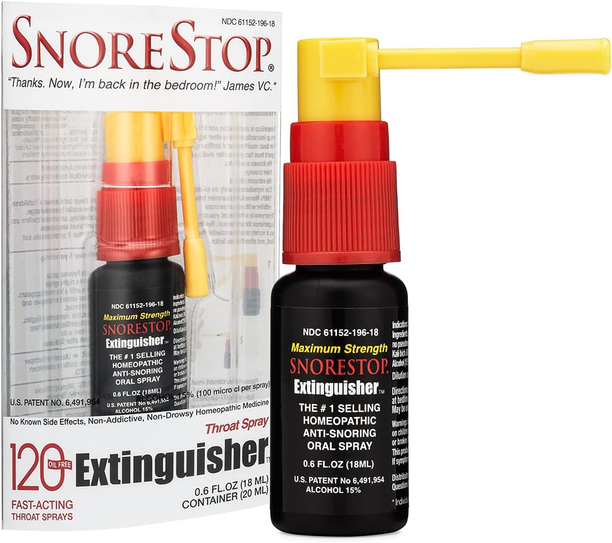 SnoreStop Extinguisher Snoring Solution - Anti Snoring Throat Spray, Device-Free Snore Stopper - Natural Snoring Relief, Sleeping Aid - Breathe and Sleep Right - 120 Sprays