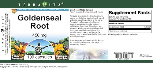 Miniatura 3 de Raíz de sello de oro - 450 mg (100 cápsulas, ZIN 520297) - Paquete de 3