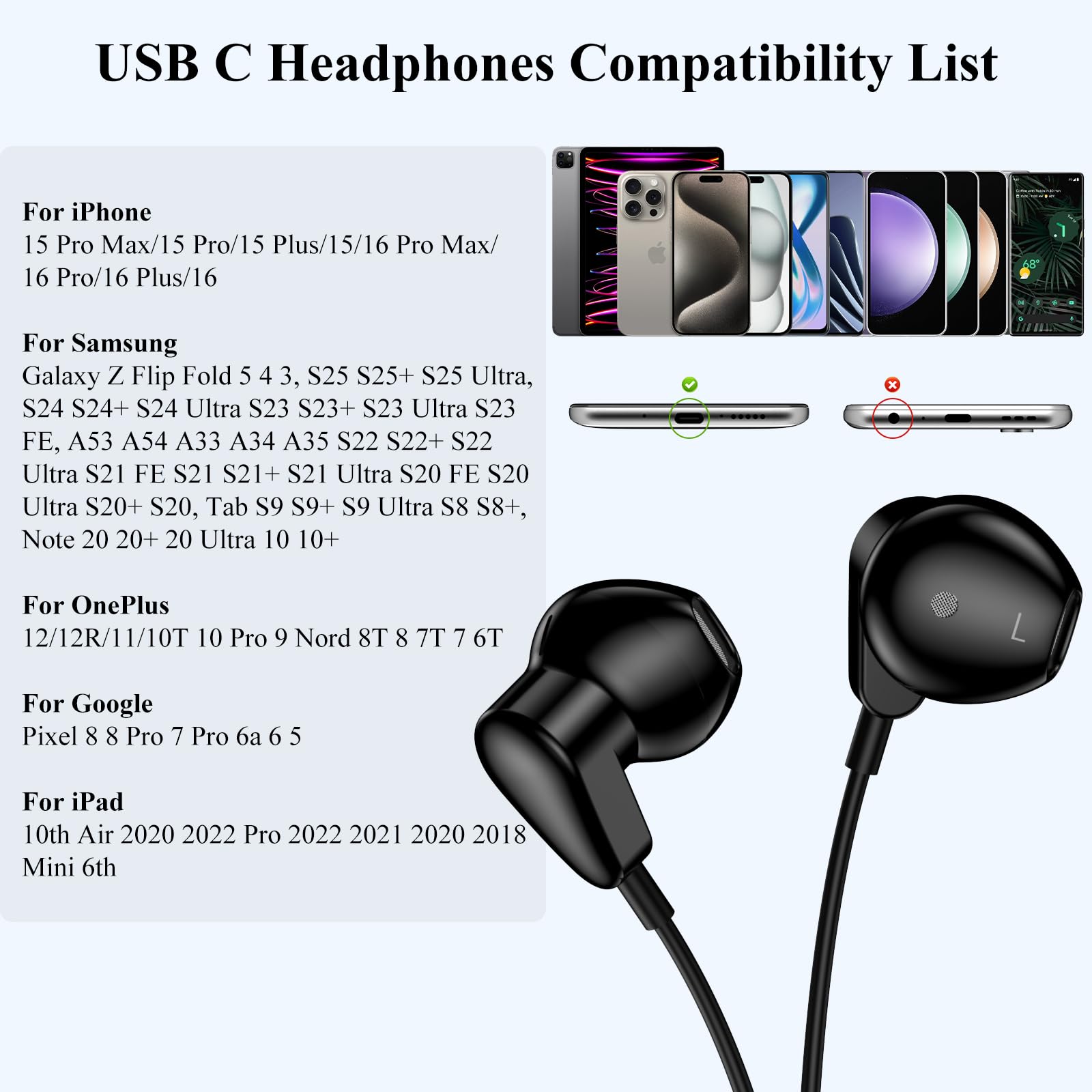 Amazon.co.jp: USB Cヘッドフォン iPad 第10世代 第11世代 A16 Mini 第