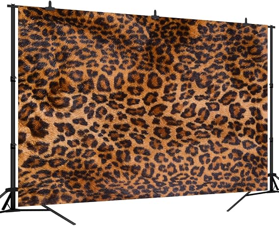 7x5FT Leopard Backdrop Brown Black Spots Prints Background Adults Lady Bachelorette Party Decorations Photoshoot Photo Props Background Vinyl