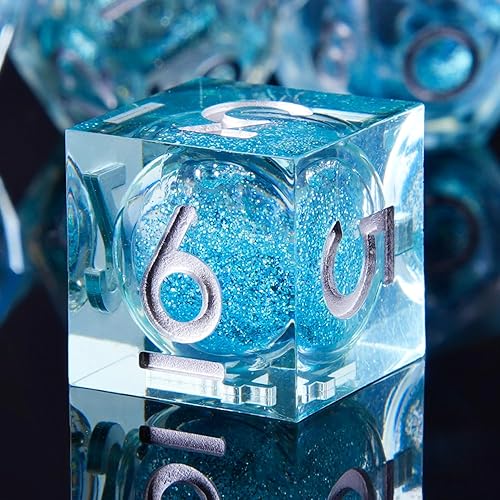 Juego de dados DND líquidos hechos a mano, dados DND de núcleo líquido, bola de arena movediza, 7 dados accesorios para juegos de mazmorras y