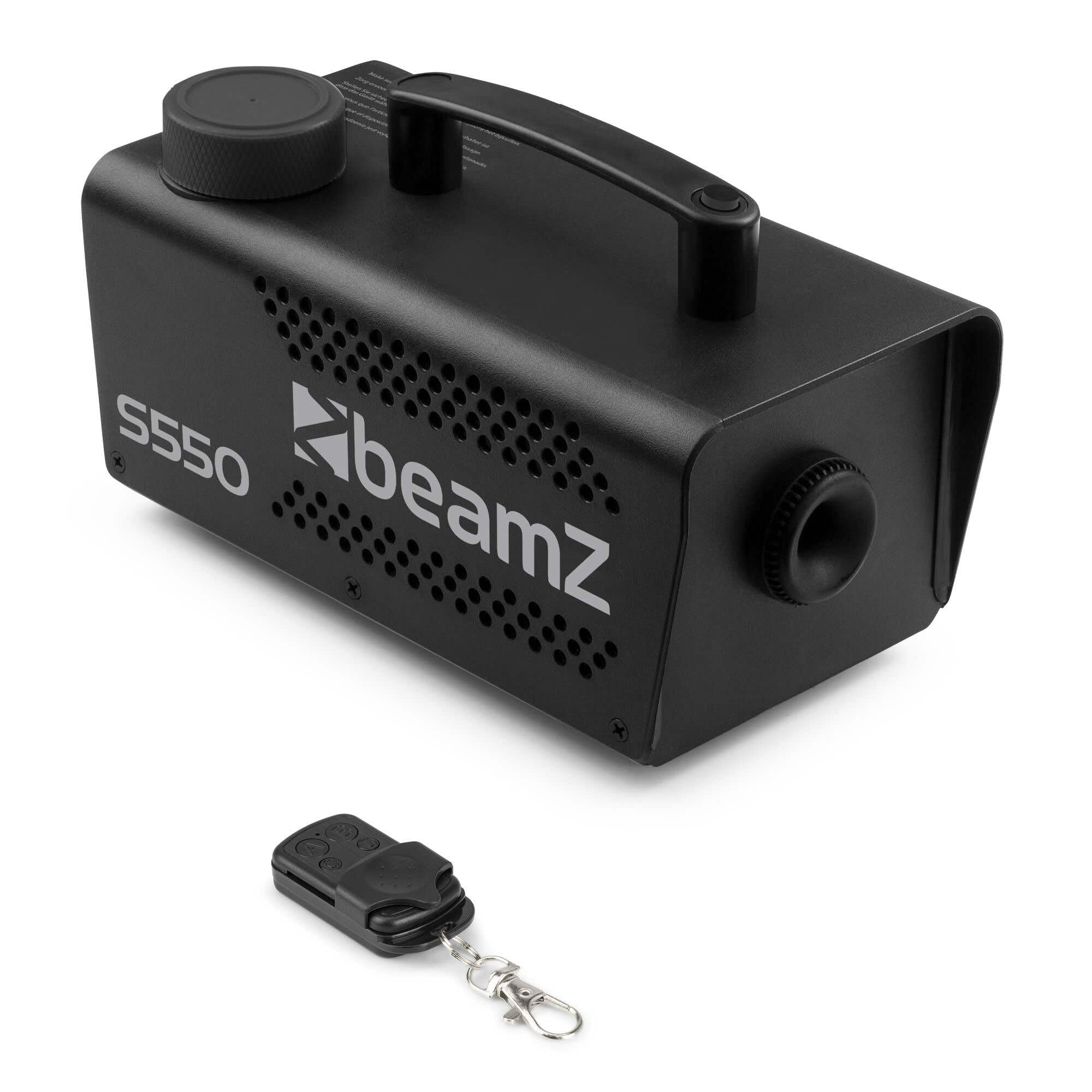 BeamZ S550 - Máquina de humo 550W con control remoto para fiestas en casa | 550W de potencia, control mando a distancia, funcionamiento silencioso y continuo, perfecto para conciertos y espectáculos