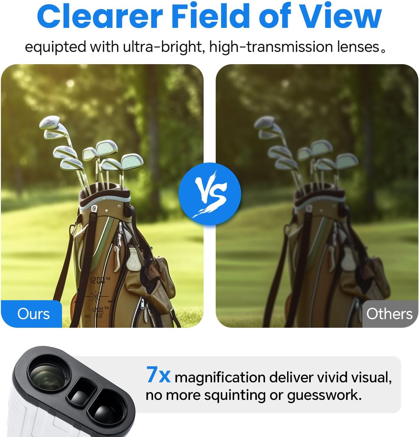 1200Yards Range Finder Golf with Slope, 7X Magnification Range Finder, Lightweight Portable Rechargeable Rangefinder, Flag Lock Vibration, Switch for Legal, Range Finders for Hunt/Golf Accessory - Image 4