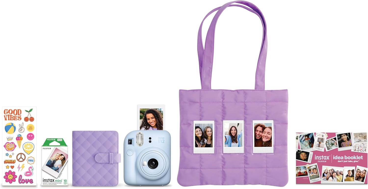 FUJIFILM Instax Mini 12 Holiday Bundle 2025 – Pastel Blue