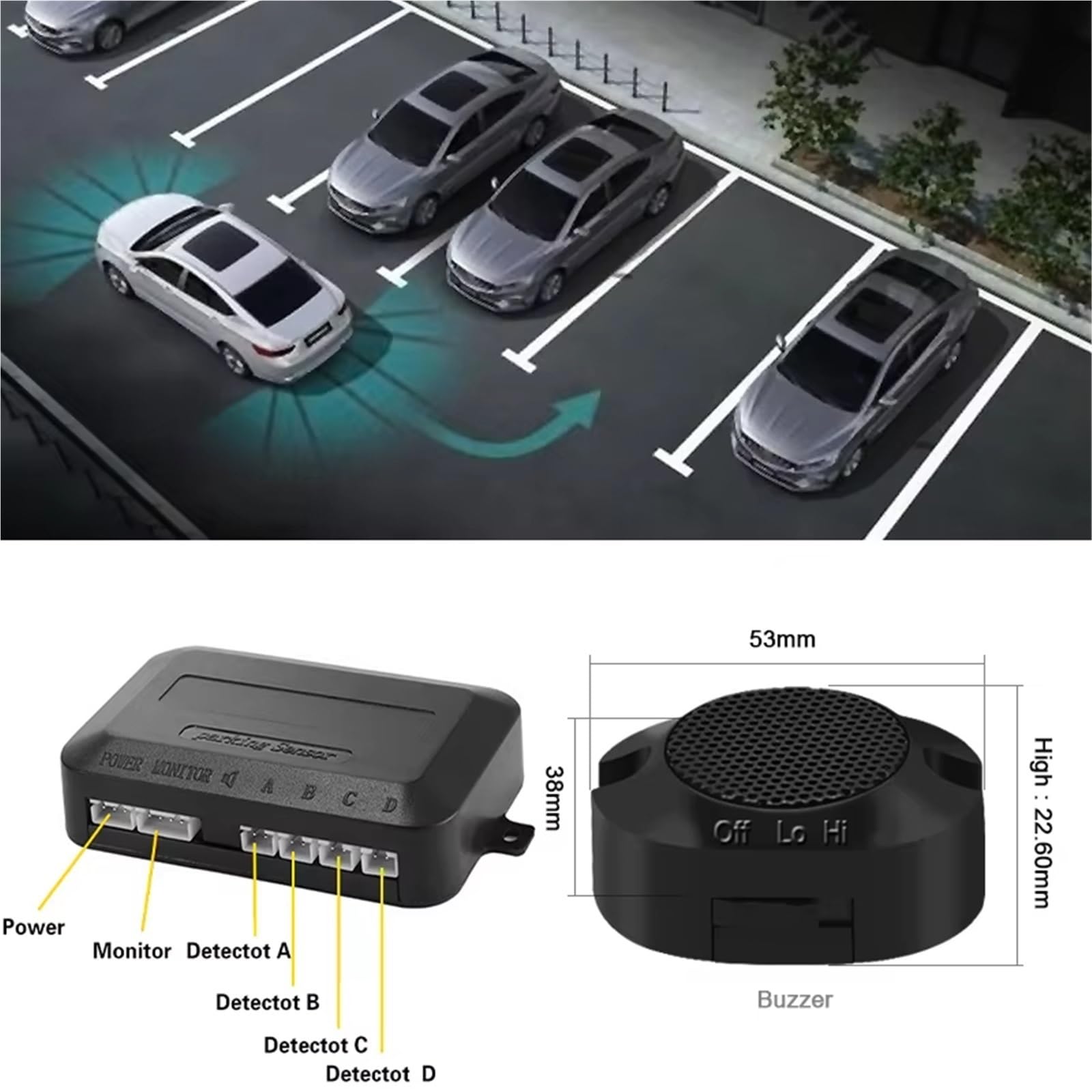 Parking Alerta Kit Asistencia Sensores Aparcamiento Coche Sensores Planos 13mm Radar Marcha Atrás Zumbador Sonido Alarma Control Distancia Monitores Punto Ciego