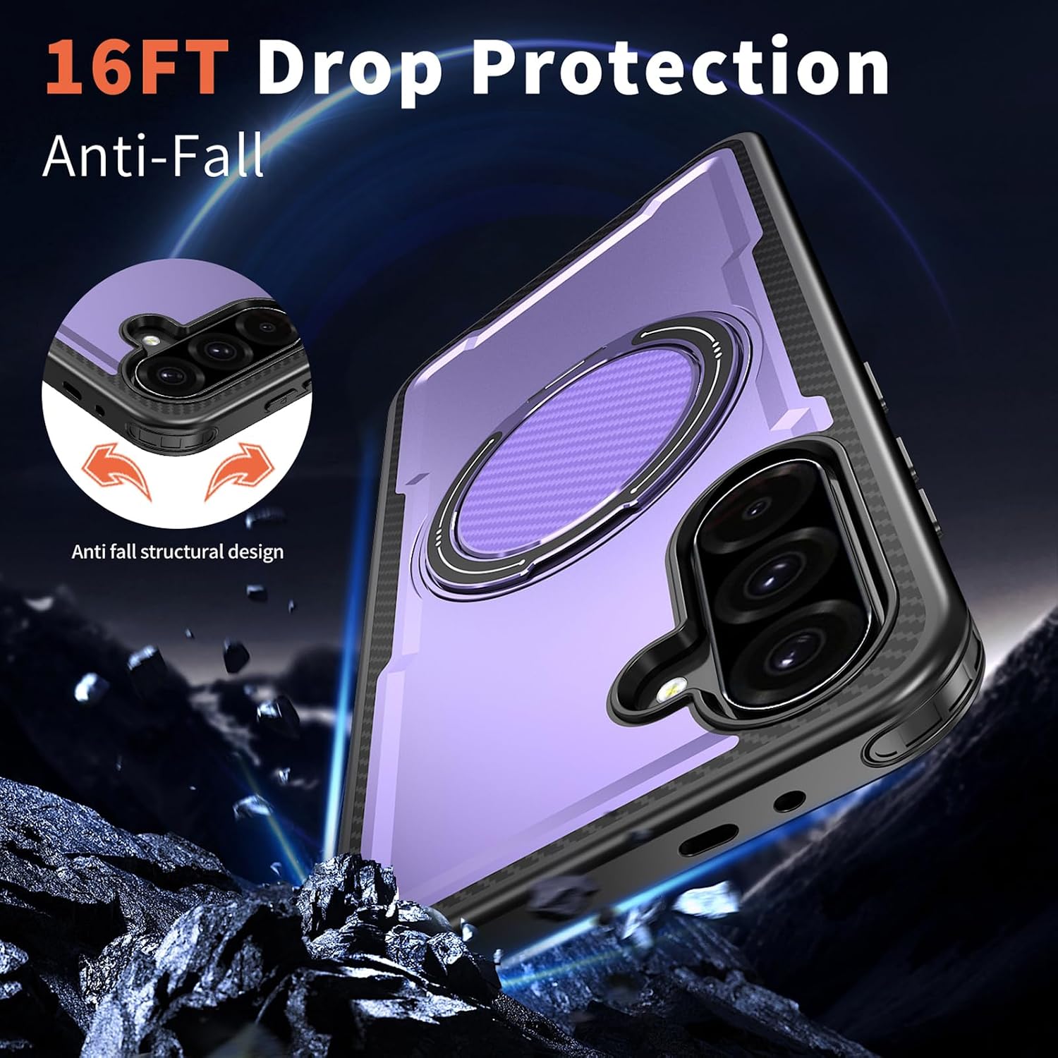 Phone Case for Samsung Galaxy S26 5G with Tempered Glass Screen Protector Slim Magnetic Rugged Stand Ring Holder Hybrid Protective Cell Cover S 26 26S G5 SM-S942U Women Men Purple