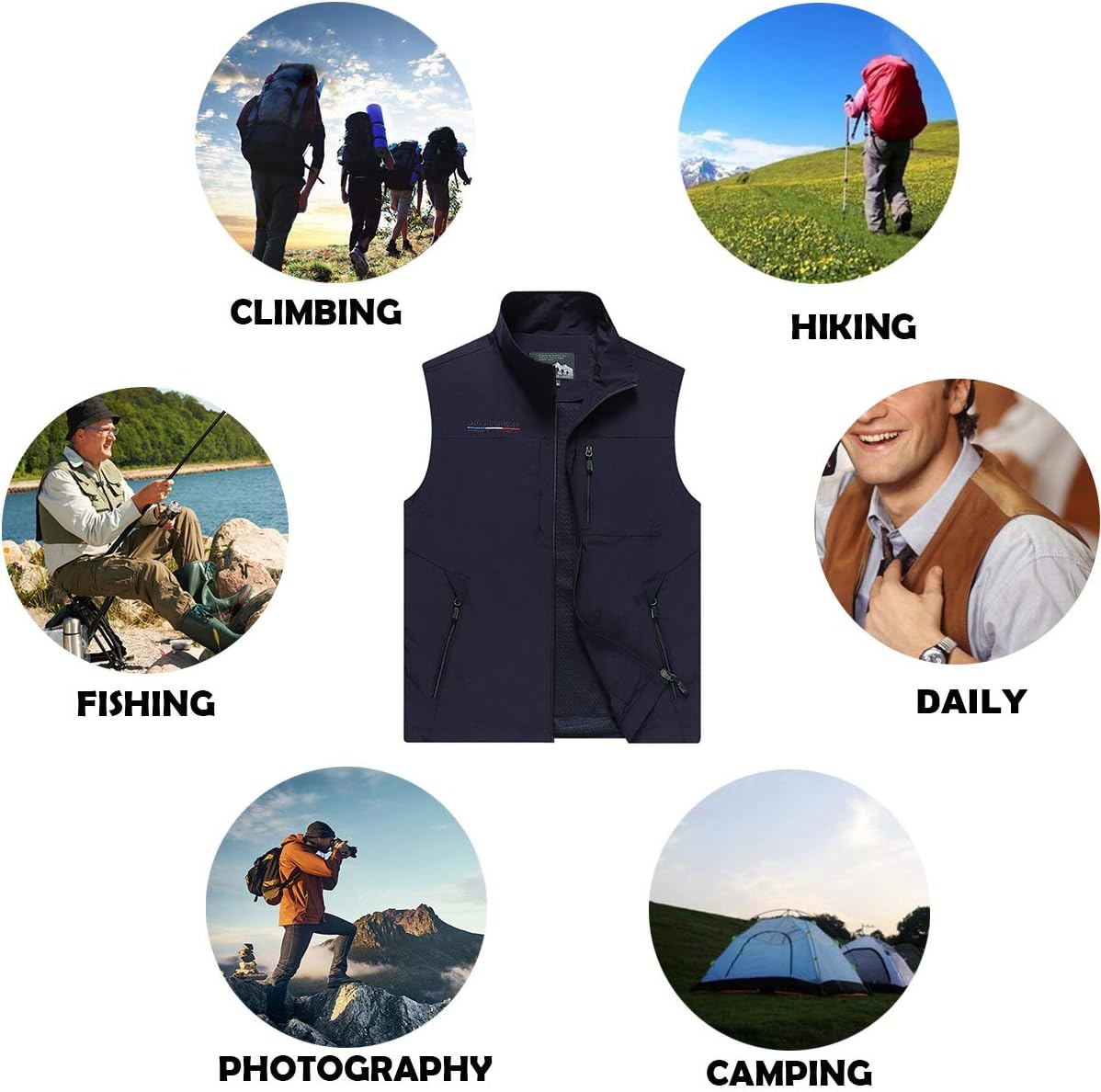 Mens Work Vest Summer Travel Photo Vest Cargo Sleeveless Jackets with Pockets - Image 4