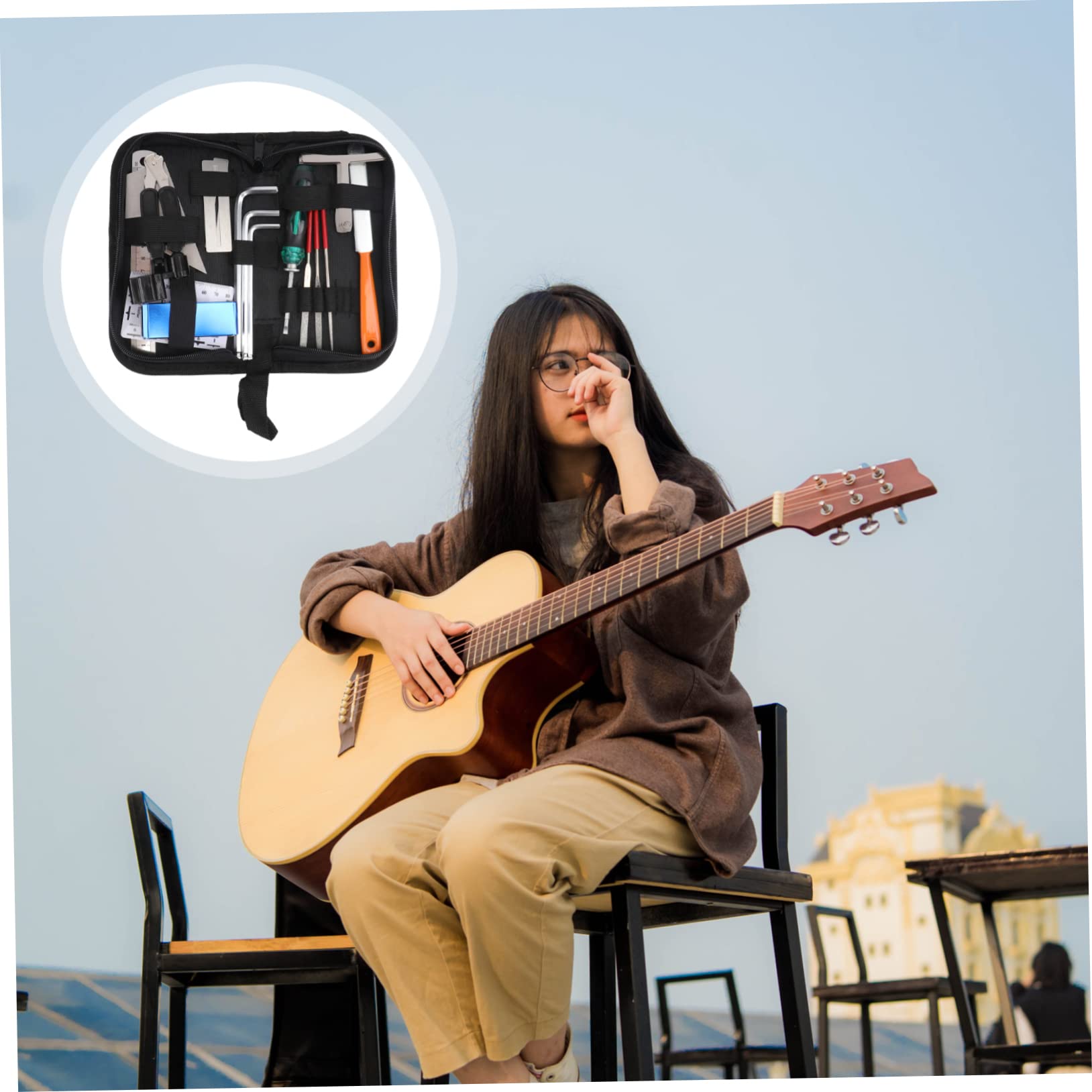 Kit de Limpieza y Mantenimiento de Guitarra, Hierro y Goma, Fácil de Transportar, Uso Profesional, para Cuidado de Instrumentos