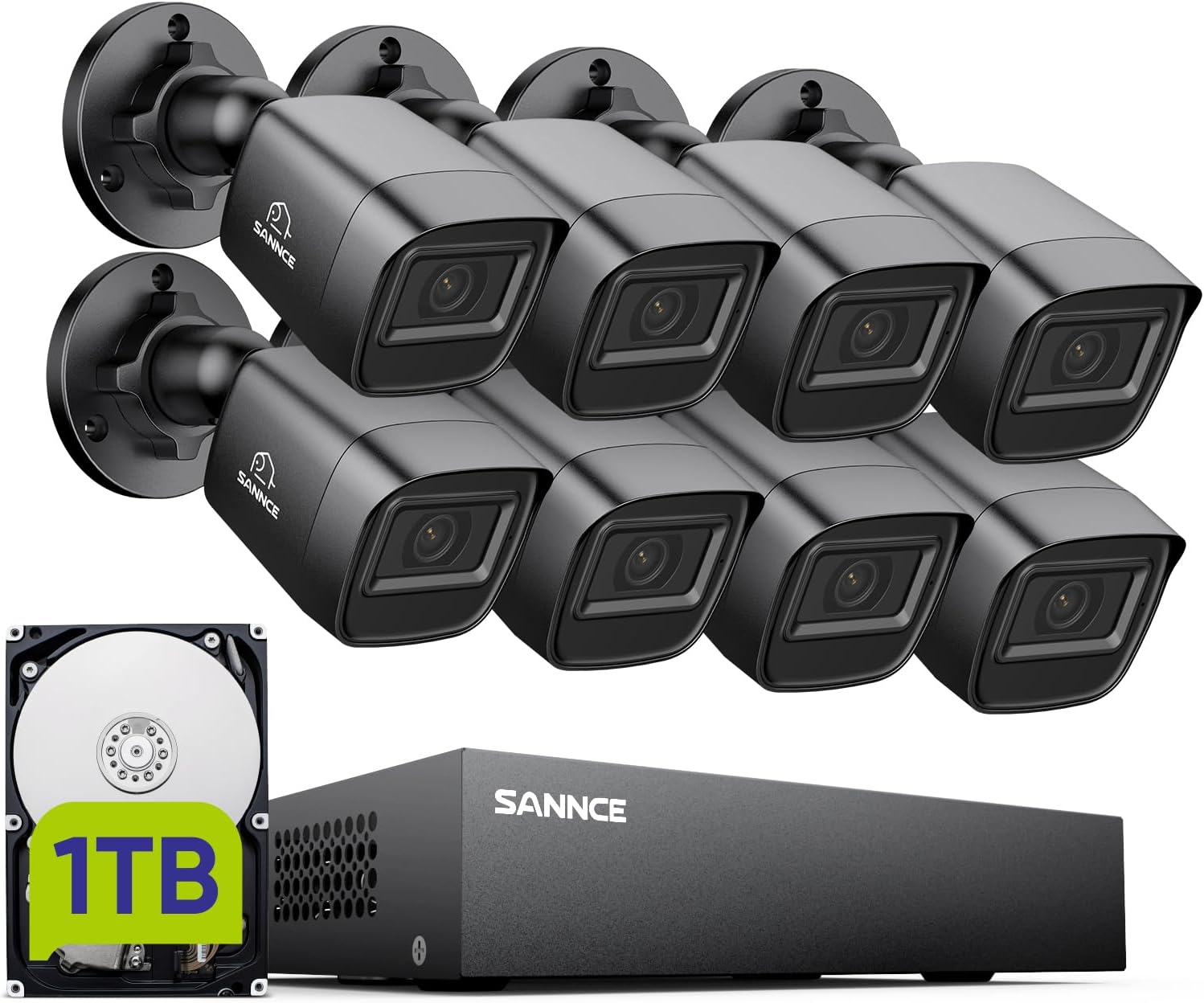 1080P Security Camera System 8CH Home Surveillance DVR and 8PCS 1080P Weatherproof Outdoor CCTV Camera with 100ft Night Vision, Easy Remote Access, Smart Playback(1TB HDD)