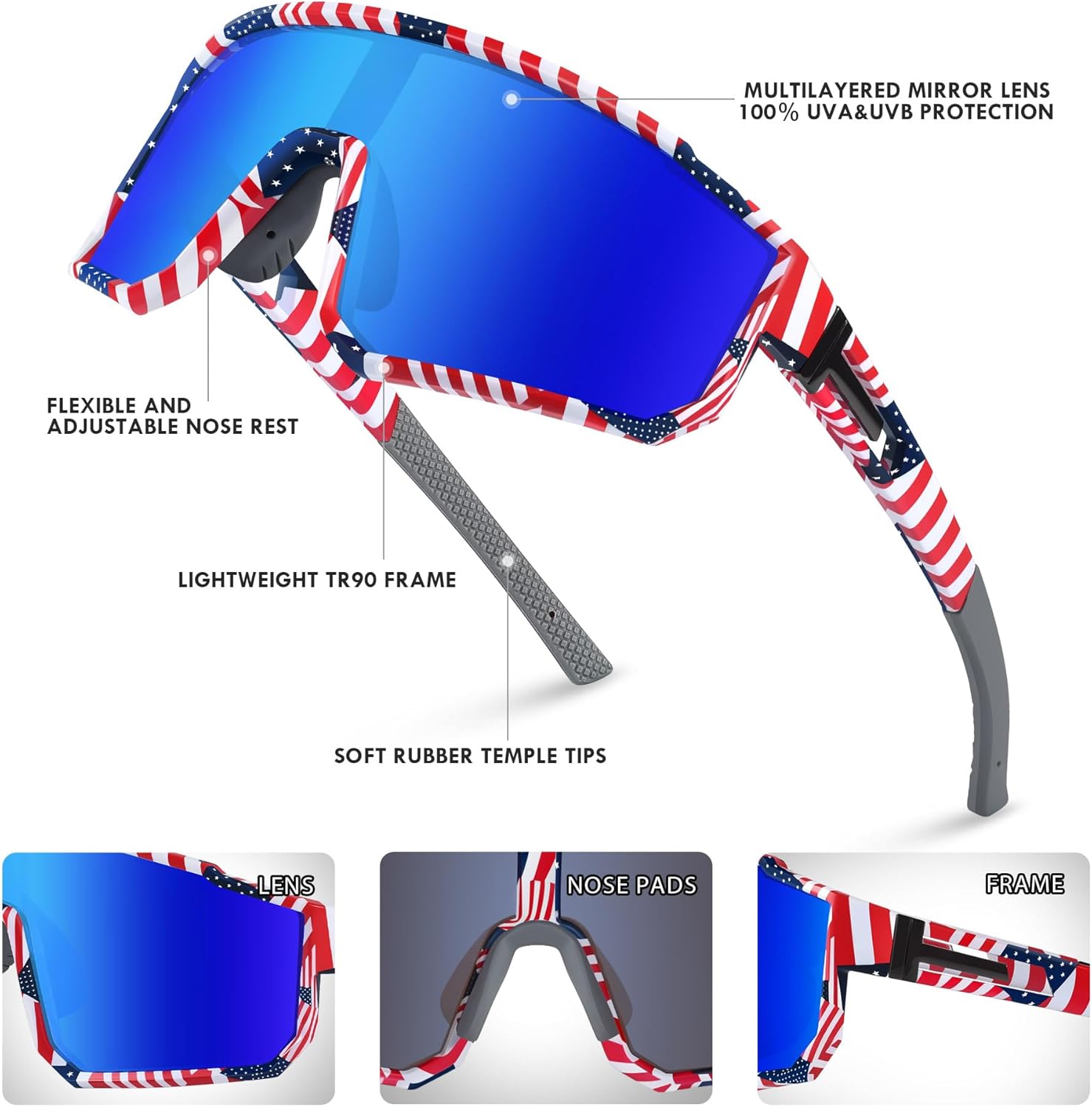 Youth Baseball Sunglasses, Kids Polarized Sports Sunglasses,UV400 Protection Glasses for Boys Girls Softball Cycling thumbnail