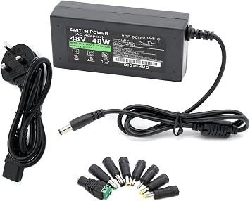 48V 1A Power Supply |AC100-240V to DC 48V 48 Volt 1Amp 48W Adapter Switching Transformers With 8pcs Connector |For PoE Switch/PoE Injector/CCTV Video Security Camera 48V 1A 48W