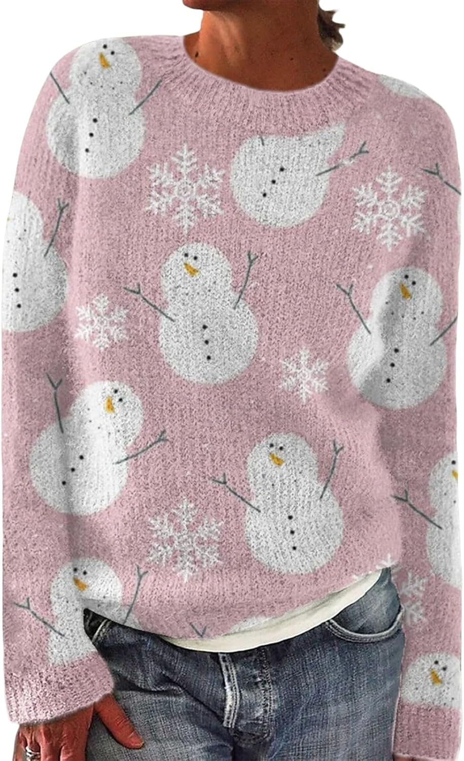 Women's Knitted Sweater Vintage Halloween Sweaters Casual Retro Print Cropped Pullover Tops Long Sleeve Boat Neck