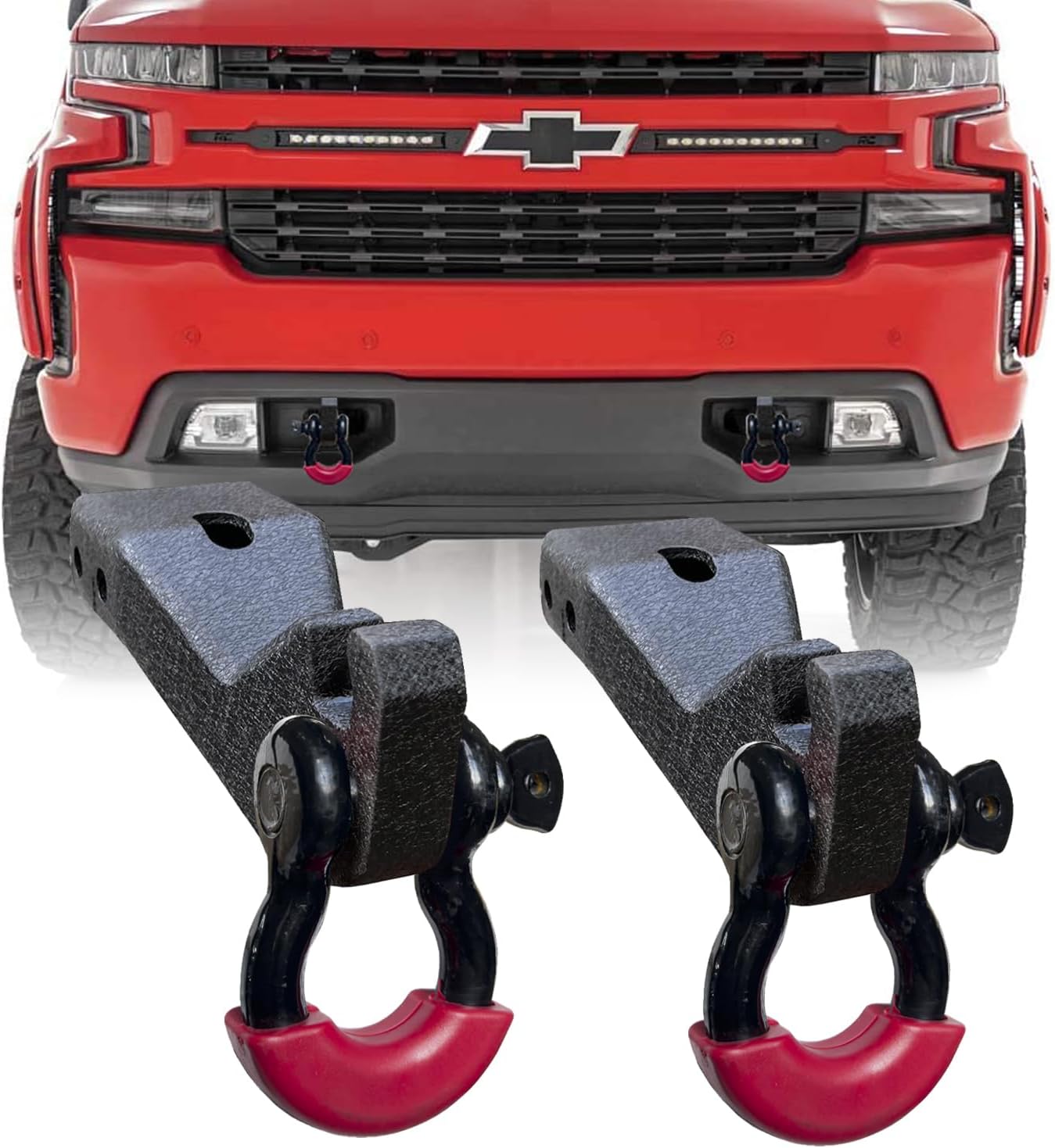 Front Demon Bracket Tow Hook Shackle Mount Kit Compatible with 2019 2020 2021 2022 Chevrolte Chevy Silverado 1500