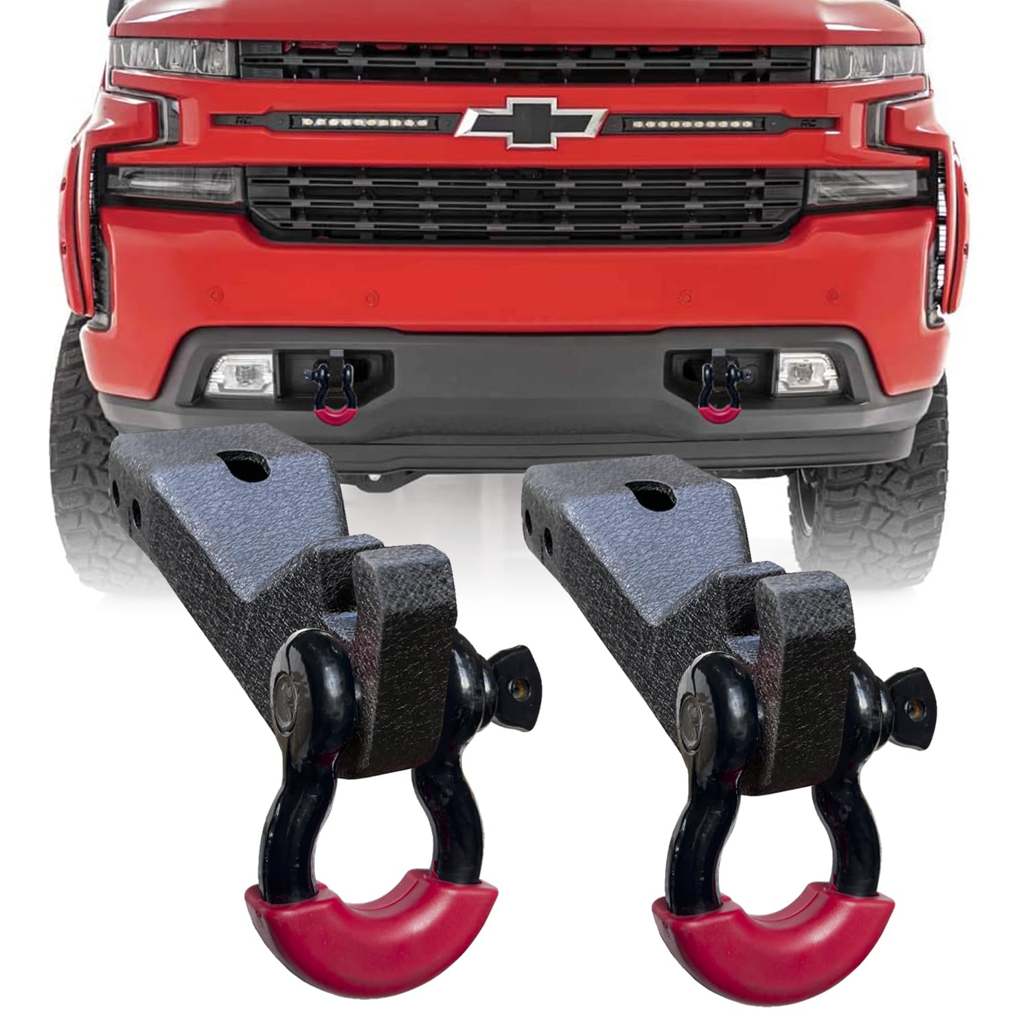 TIOYAR Front Tow Hook Mount Bracket and D-Ring Compatible with 2007-2013 Chevrolte Chevy Silverado 1500 / GMC Sierra 1500 D-Ring Shackle Bracket,