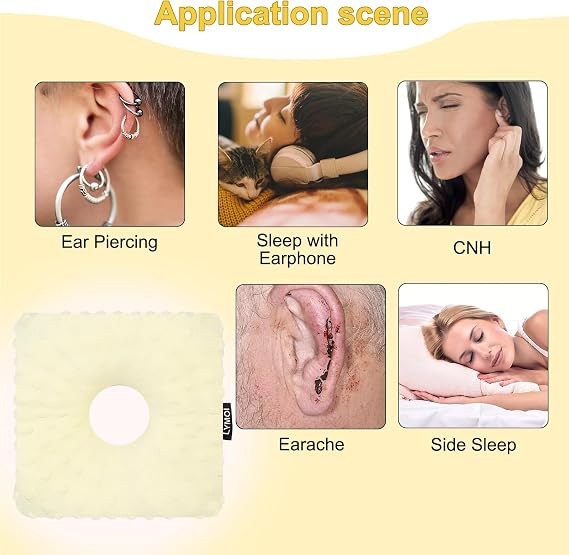 Large Ear Piercing Pillow for Side Sleepers, Side Sleeping Pillow, Ear Protector Pillows with Holes for Ear Pain CNH Piercing Pain Relief Ear Inflammation Pressure Sores Minky Dot (Beige Yellow)