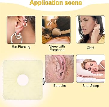 Large Ear Piercing Pillow for Side Sleepers, Side Sleeping Pillow, Ear Protector Pillows with Holes for Ear Pain CNH Piercing Pain Relief Ear Inflammation Pressure Sores Minky Dot (Beige Yellow)