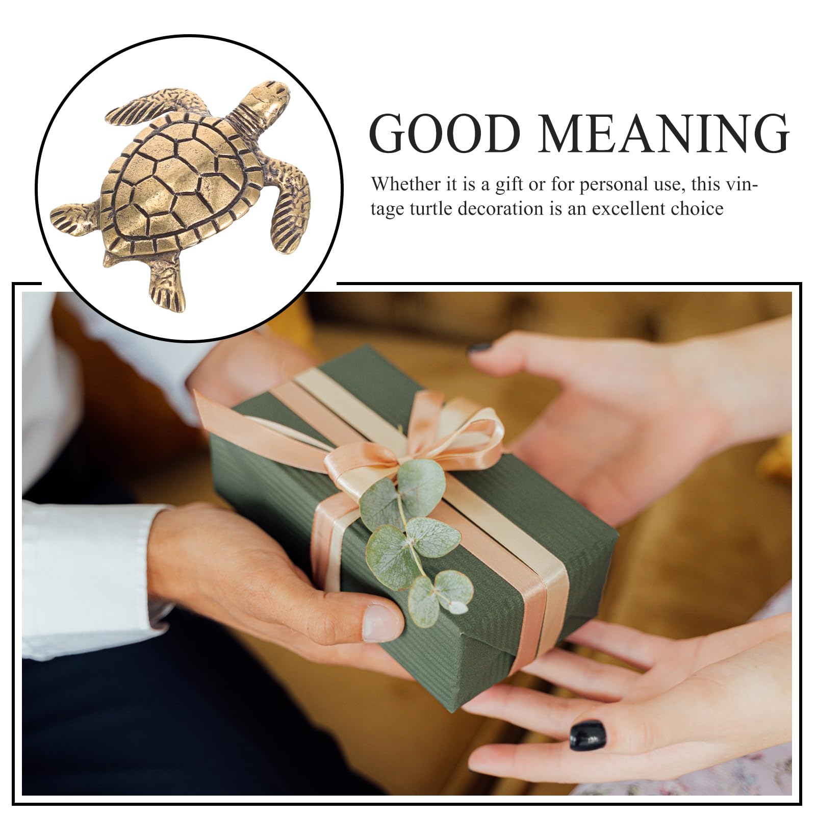 TEHAUX Vintage Copper Turtle Ornament 1.77 Inch Retro Tortoise Sculpture Desktop Decor Table Decoration for Home Office Bookshelf - Image 3