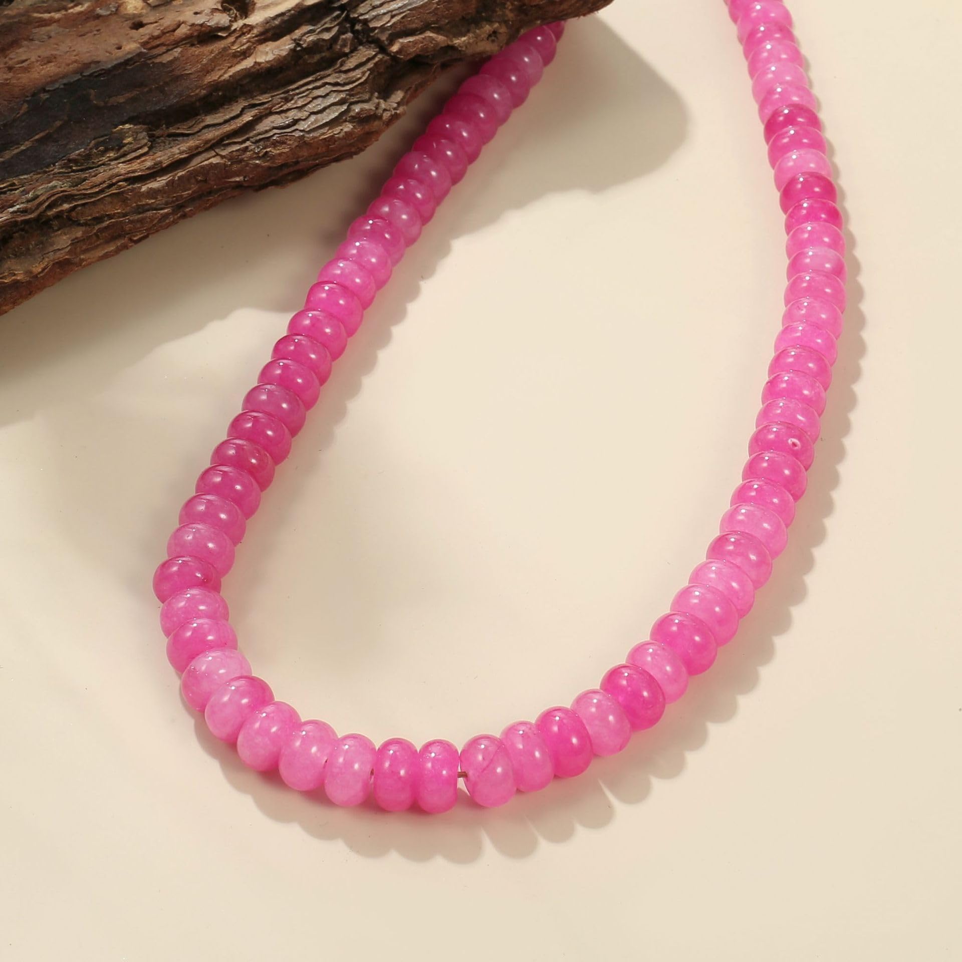 Collana con perline da donna, stile boho, pietra preziosa naturale, girocollo fatto a mano, gioiello estivo minimalista regalo