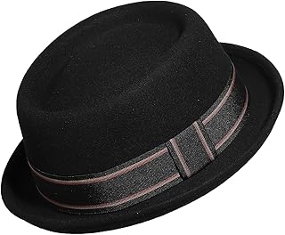 Wide Brim Pork Pie Hat 100% Wool Felt Hats Vintage Porkpie Derby Fedora