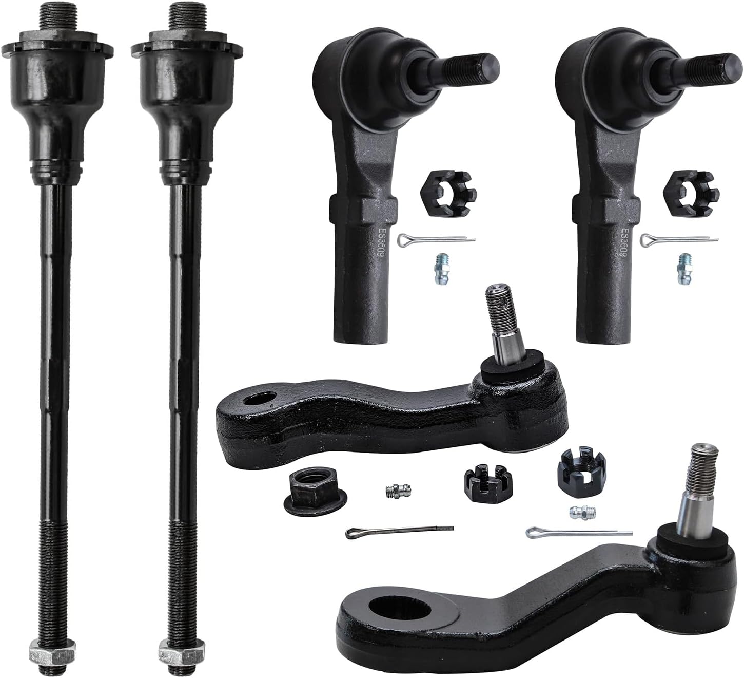 Detroit Axle - Front 6pc Suspension Kit for Chevy GMC Silverado Sierra 2500 2500HD 3500 3500HD, Avalanche Suburban Yukon XL 2500, Hummer H2, Tie Rod Ends Steering Idler & Pitman Arms Replacement