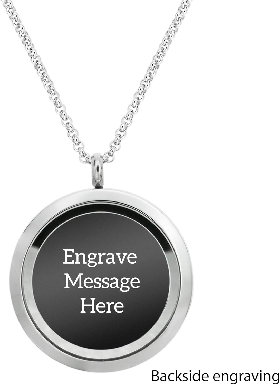 Laser Engraved Personalized Photo & Text Message Floating Locket Crystals Necklace Pendant Handmade Love Note Anniversary Wedding Birthday Gift