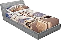 Vista 222 de Lunarable Grey Fitted Sheet & Pillow Sham Set, Pattern with Random Footprints Paw Traces Pet Legs Friendly Cats and Dogs, Decorative Printed 3 Piece