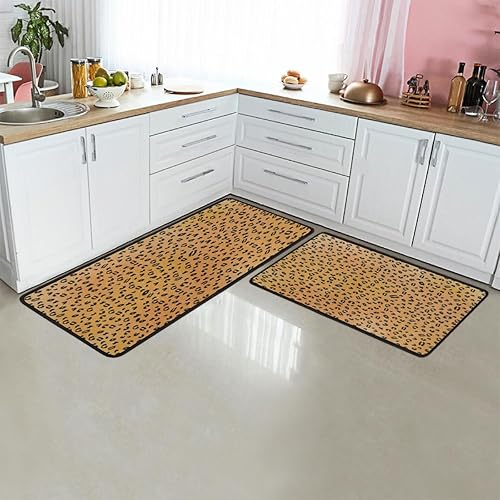 Vista 43 de GUYOS Tapete de cocina con patrón de limón vintage, acolchado, antifatiga, juego de 2 piezas, duradero, resistente a las manchas, parte inferior