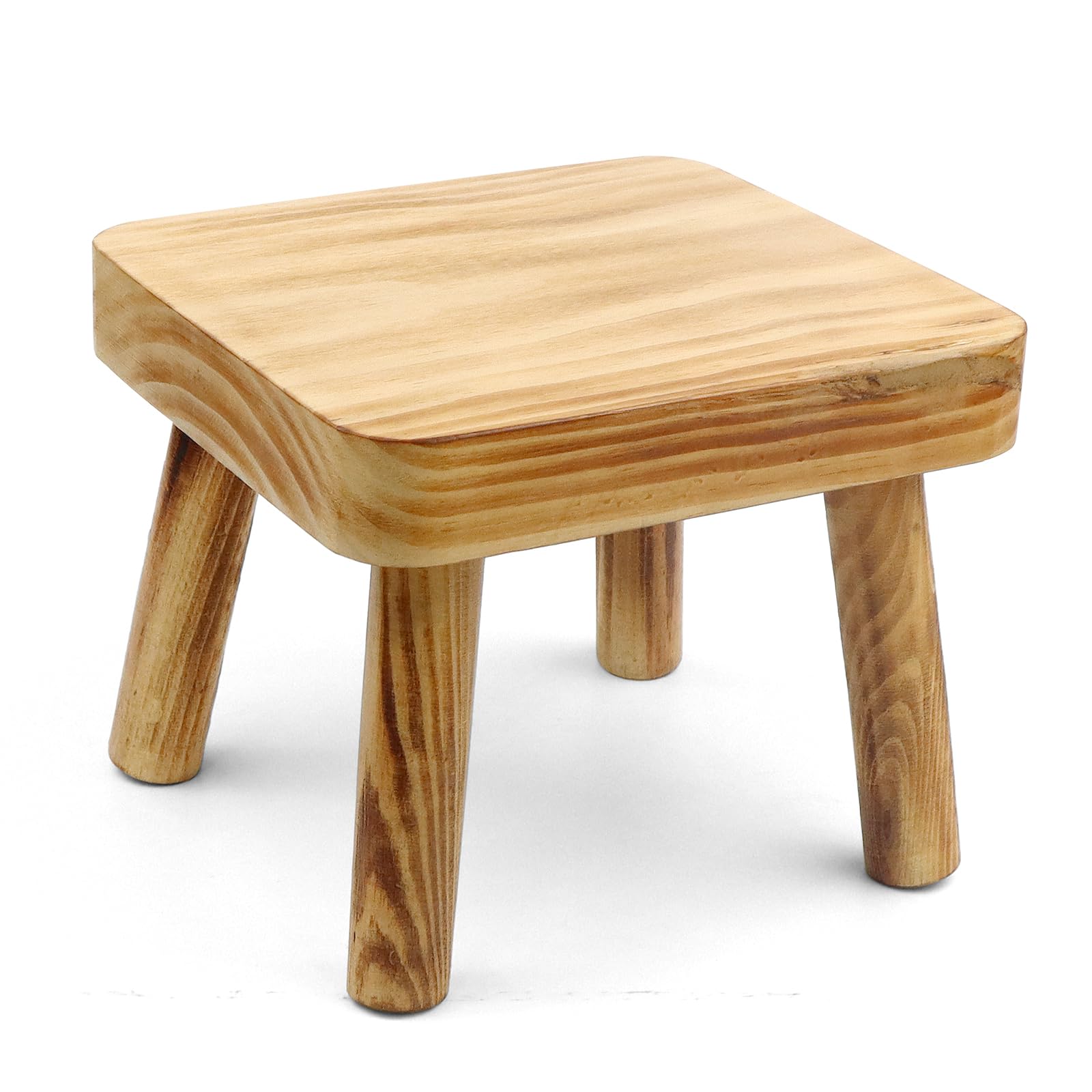 Taburete pequeño de madera para niños, taburete de madera de 8.25 pulgadas de alto, soporte de exhibición de plantas de interior, taburete desmontable para plantas de casa, dormitorio, mesita