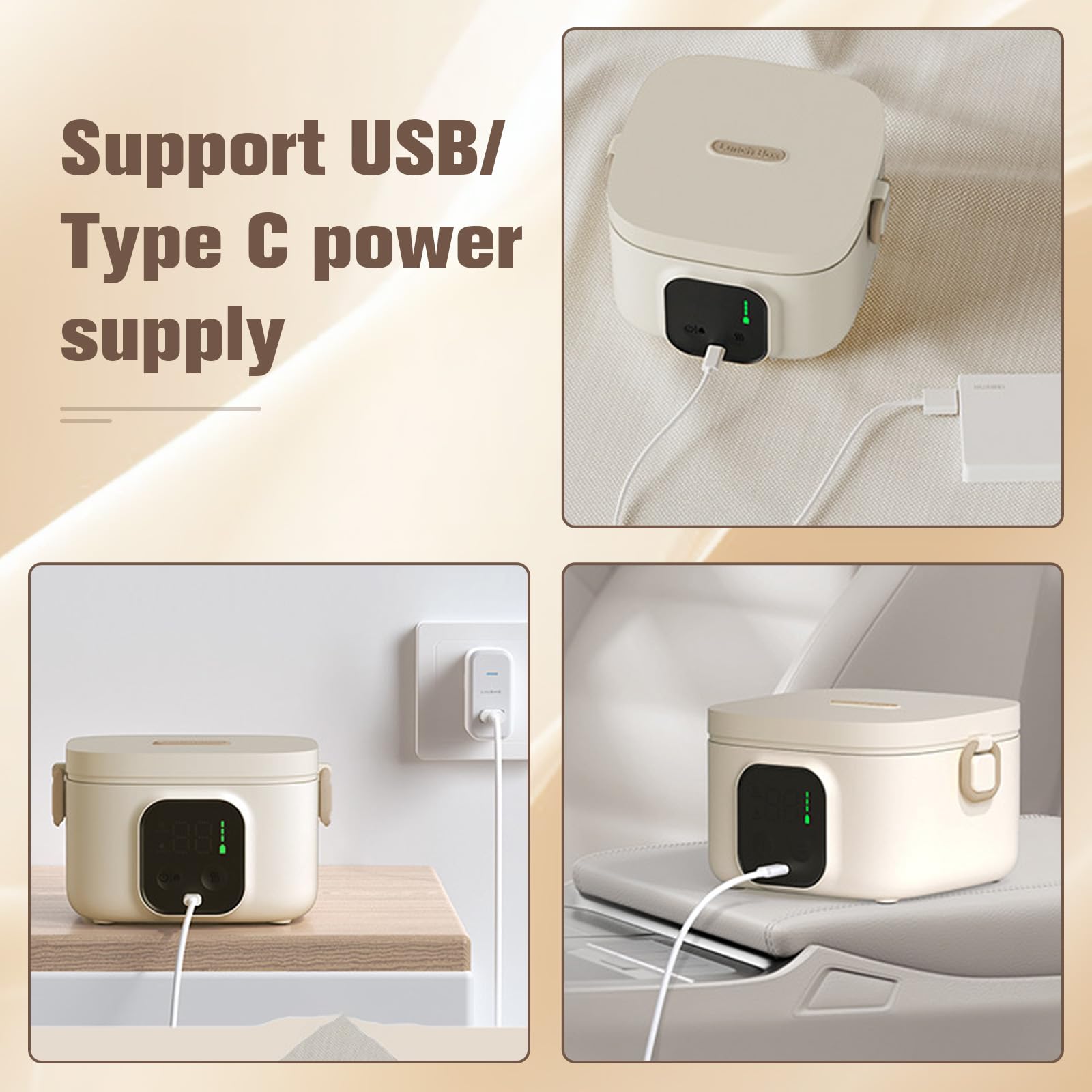 Contenitore per il pranzo elettrico con batteria - 800 ml, 14000 mAh, per adulti e bambini, funzione di riscaldamento a 7 livelli (20-80 min), portatile per casa, scuola, viaggi e ufficio