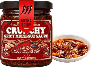 NÜLIFE Chili Crisp with Crunchy Nuts – Sichuan-Style Chili Oil with Cashew, Walnut, Peanut, Sesame, Sunflower Seed – Vegan, Gluten-Free, Savory Spicy Sauce – Extra Heat – 8.8 oz