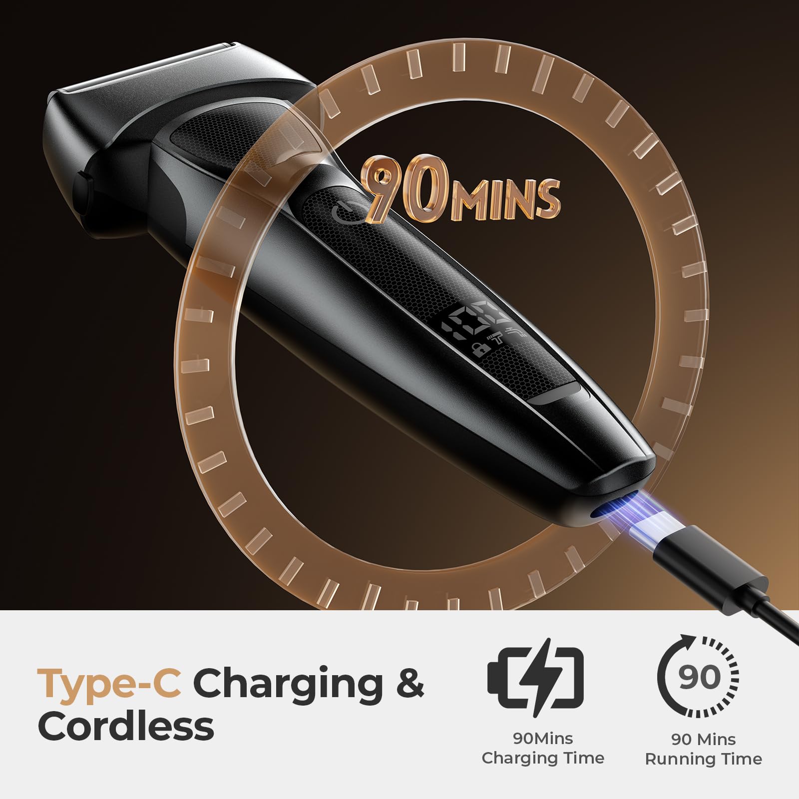 FNDNA Rechargeable Electric Razor for Men: Floating Foil Shavers with LED Display - Waterproof Wet Dry - 30° Precision Blades, Travel Lock — view 5
