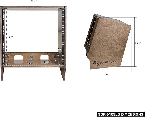 Miniatura 4 de Sound Town DIY 10U Torre de escritorio angular para estudio con madera contrachapada sólida de abedul báltico, marrón desgastado, requiere