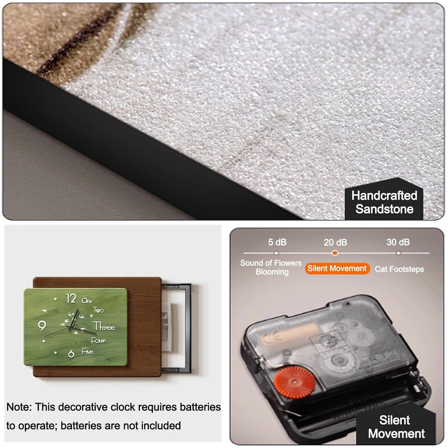 Breaker Box Cover Decorative with Silent Wall Clock, Electrical Panel Cover Sliding Design, Hide Fuse Box Covers Decorative, for Tliving Room Office Cafe(Beige L,31.4x22.8in/80x58cm)