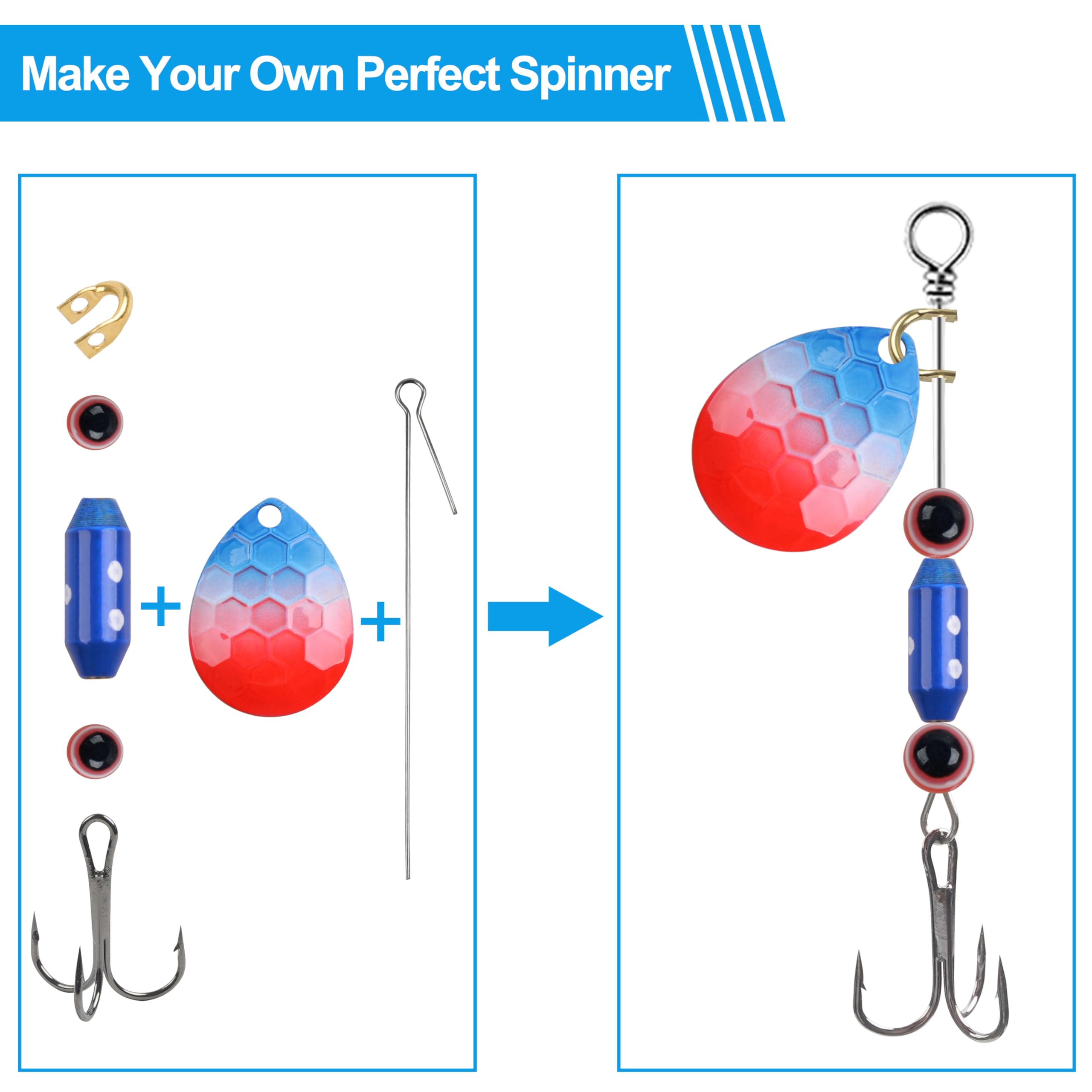 155pcs Fishing Lure Making Supplies Kit Spinnerbaits Accessory Blades Shaft Clevis Wire Hooks DIY Walleye Rig Spinner Lure Supplies Kit : Sports & Outdoors