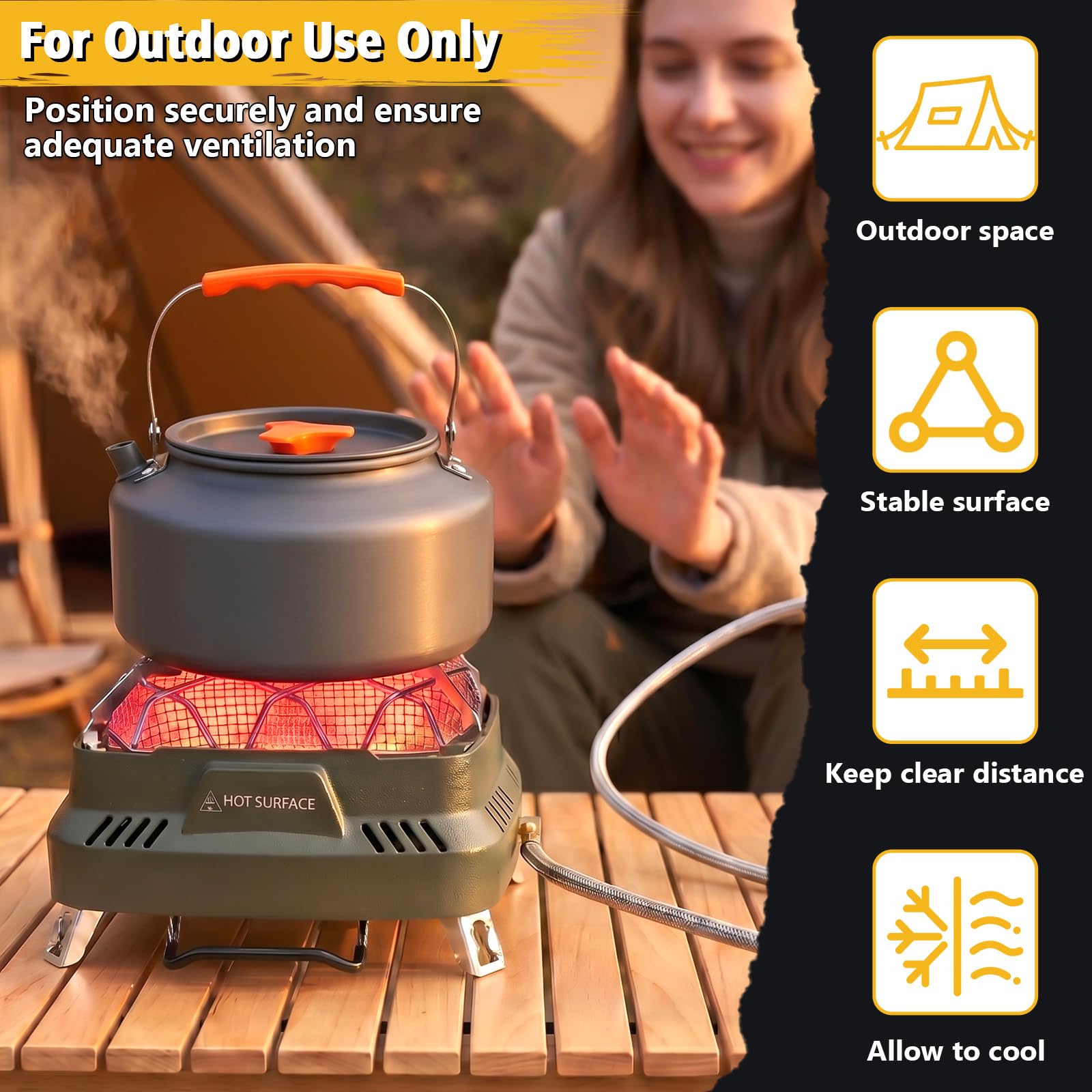 GFTIME Camping Heizung Gasheizstrahler 1100W, Tragbare Outdoor Gasheizung mit Aufbewahrungstasche, Mini Heizstrahler mit Edelstahl-Schutzgitter, manuelle Zündung, für Camping Angeln Garten Terrasse