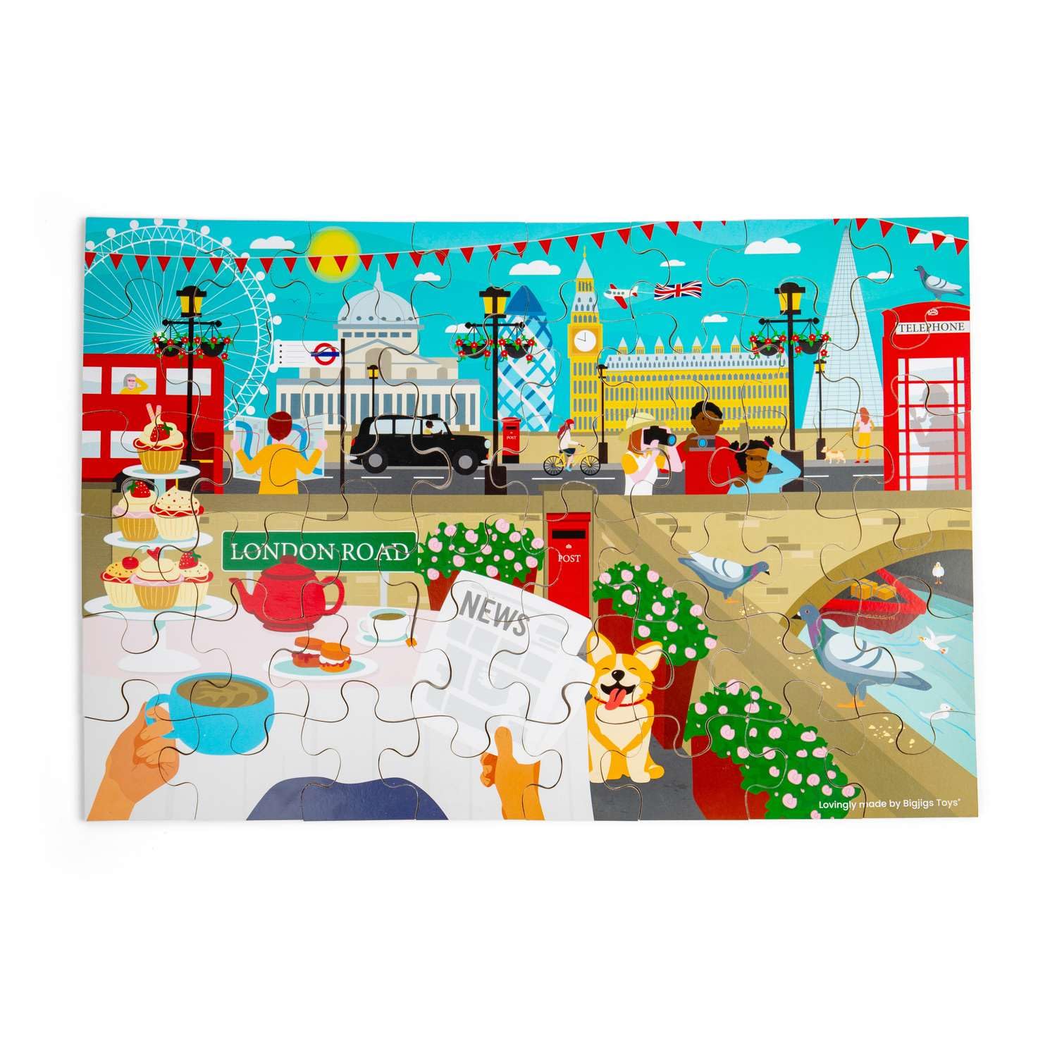 Bigjigs Toys London City Floor Puzzle - Giant 48pc Wooden Jigsaw Puzzles, Kids Jigsaws, Sustainably Made Gifts For Children, Age 3+ Years
