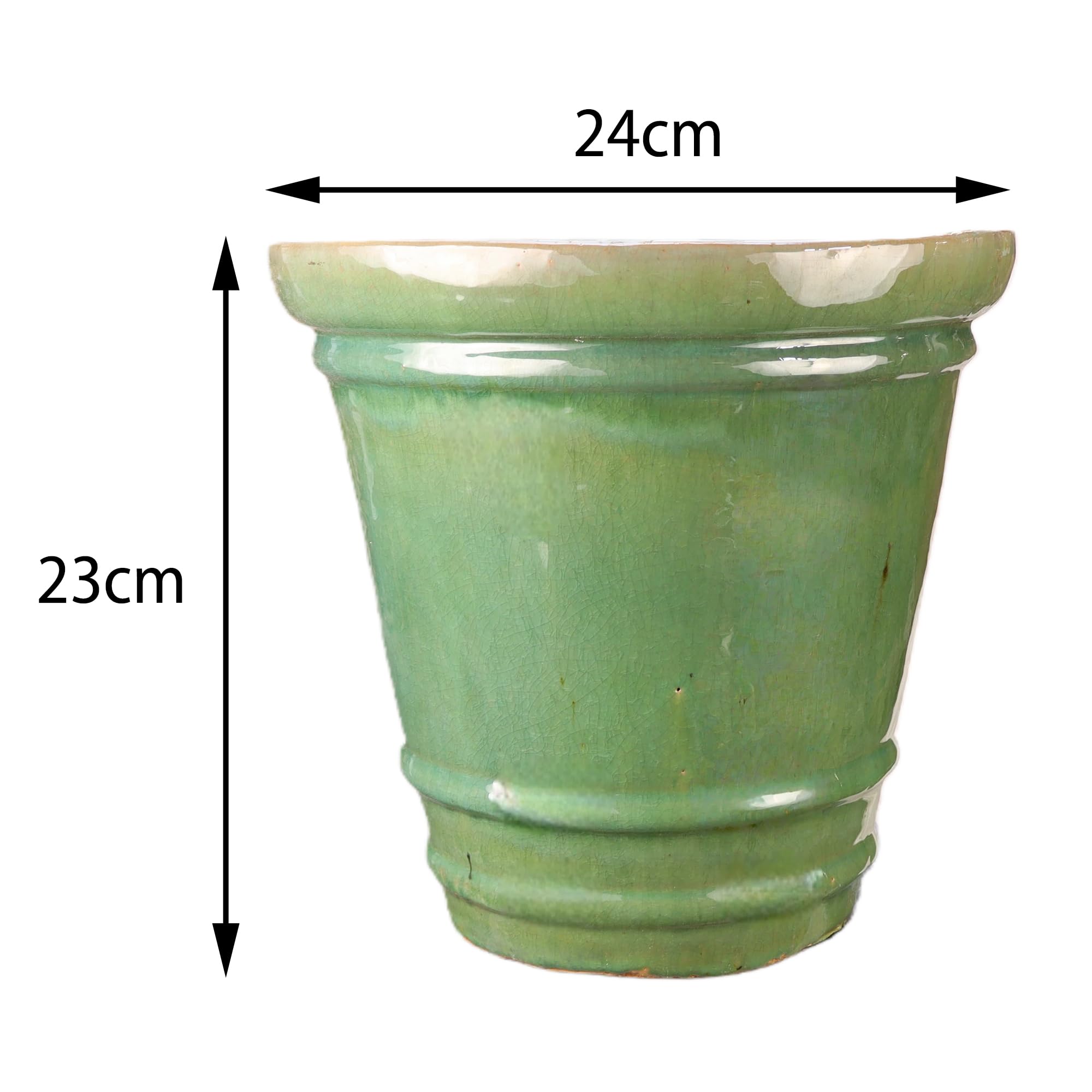 Steinzeug-Blumentopf/Pflanzkübel Conca Jade-Grün 24x23cm frostfest