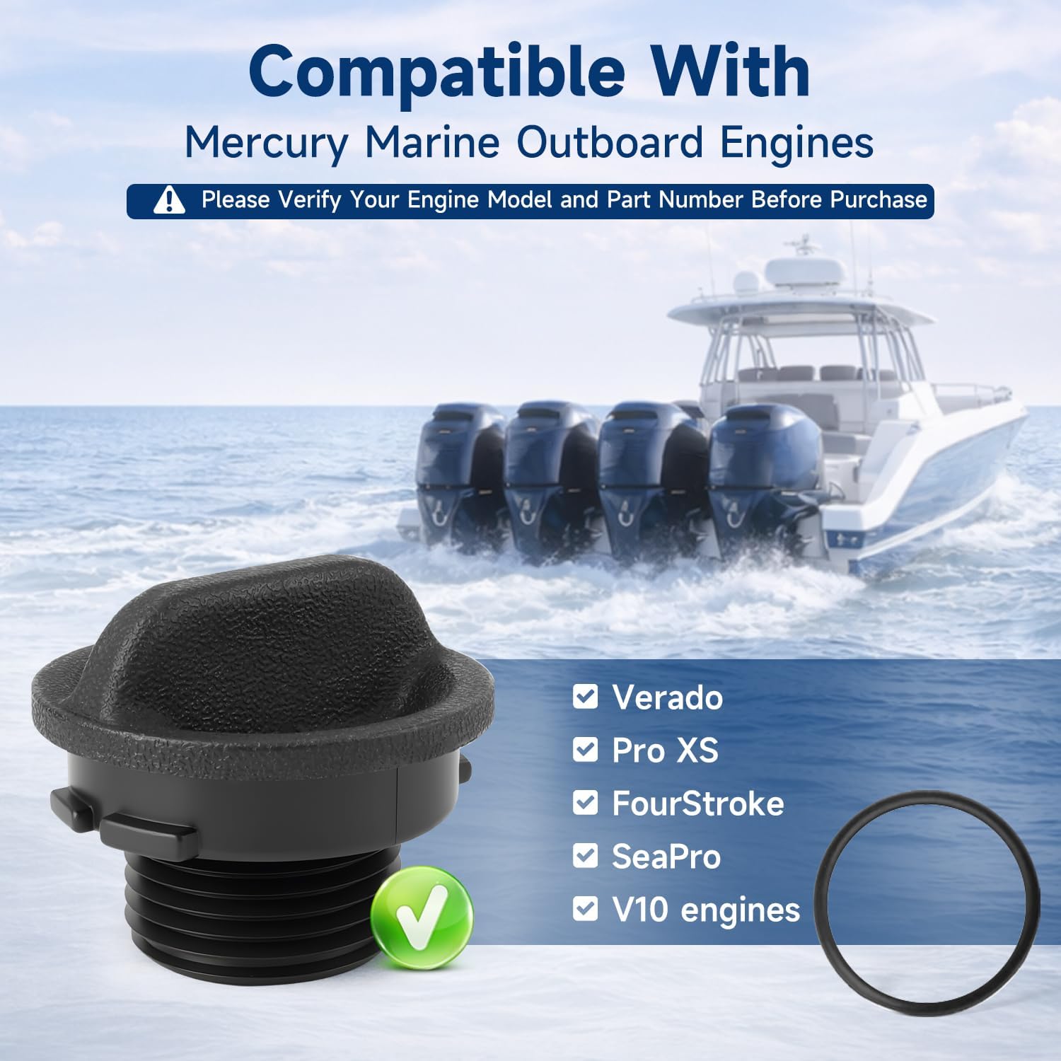 Plug Flush Port Outboard Flush Plug Compatible with Mercury Marine Verado Pro XS FourStroke SeaPro 75HP-500HP & V10 Replace#: 22-888958001 888958001 8M0215105 Include O-Ring Gasket